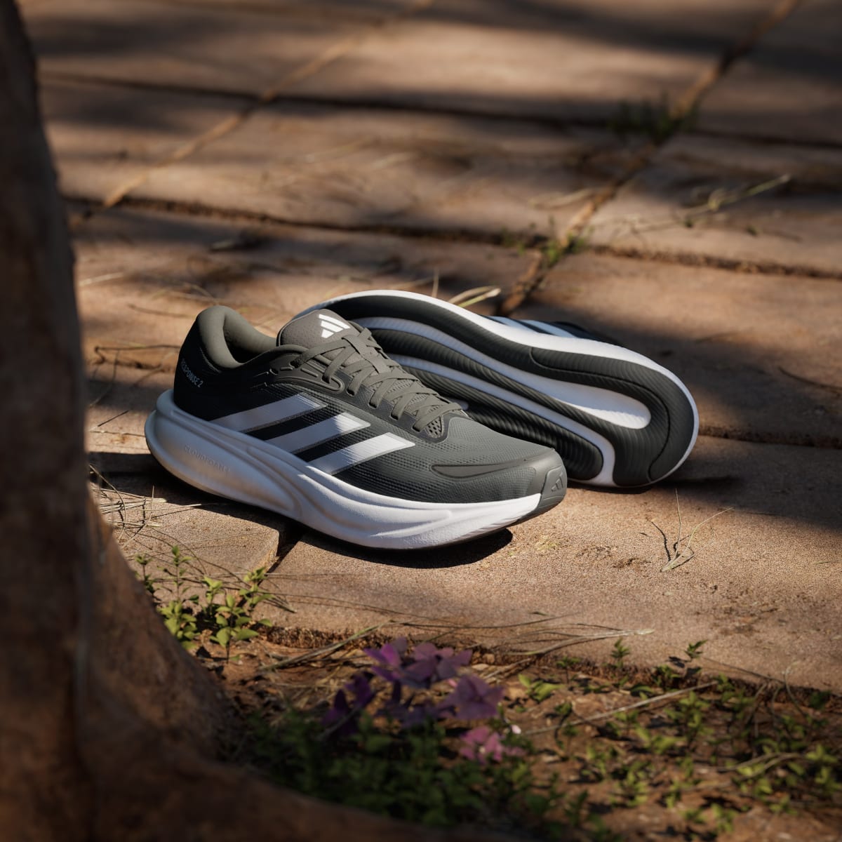 Adidas Men's RESPONSE 2 RUNNING SHOES - Core Black / Cloud White / Matte Silver - Image 8