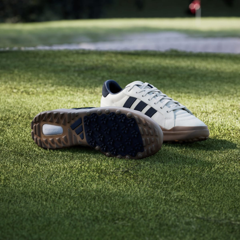 Adidas Men's RETROCROSS GRIPMORE SPIKELESS GOLF SHOES - Chalk White / Collegiate Navy / Gum - Image 4