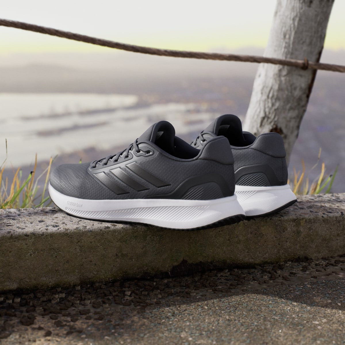 Adidas Men's Runfalcon 5 Running Shoes - Grey Six / Core Black / Cloud White - Image 6