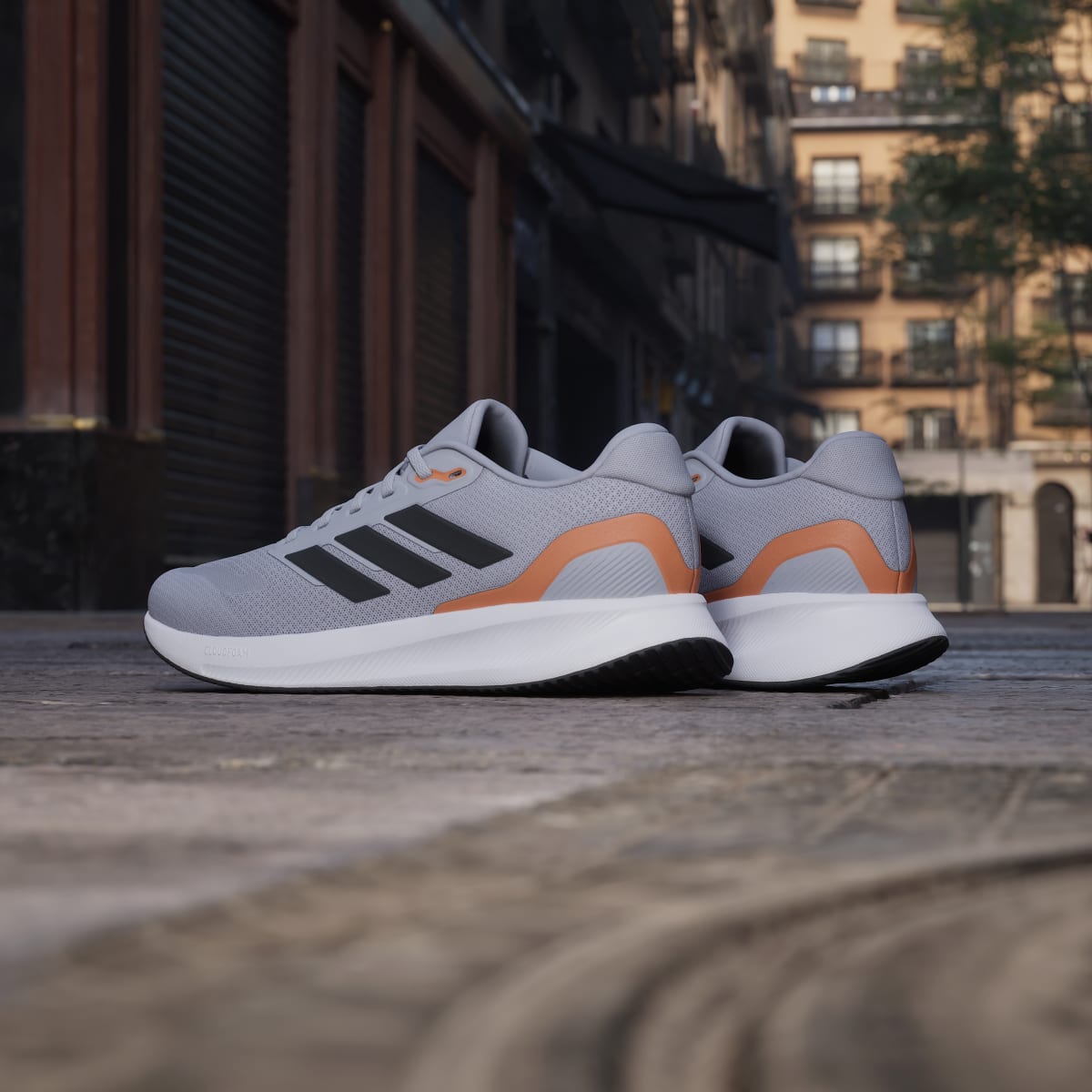 Adidas Men's Runfalcon 5 Running Shoes - Halo Silver / Core Black / Dusky Orange - Image 6