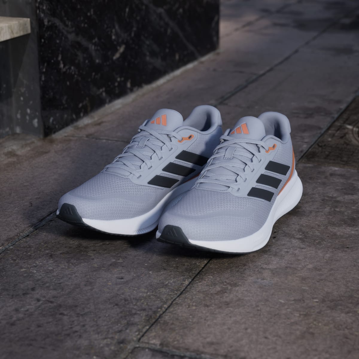 Adidas Men's Runfalcon 5 Running Shoes - Halo Silver / Core Black / Dusky Orange - Image 8