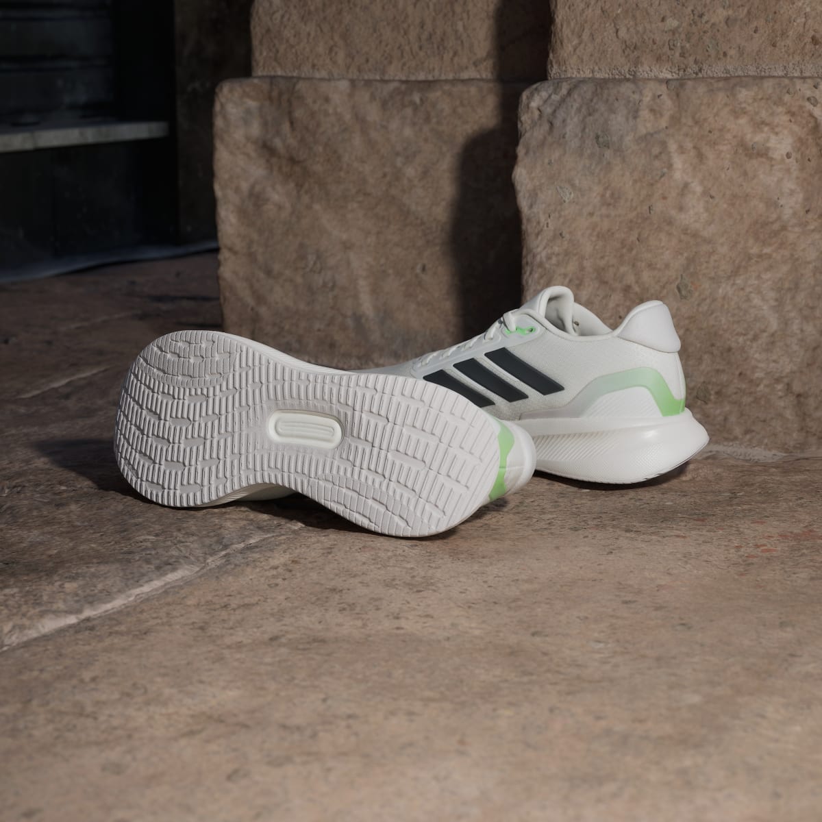 Adidas Men's Runfalcon 5 Running Shoes - Off White / Core Black / Lime Burst - Image 4