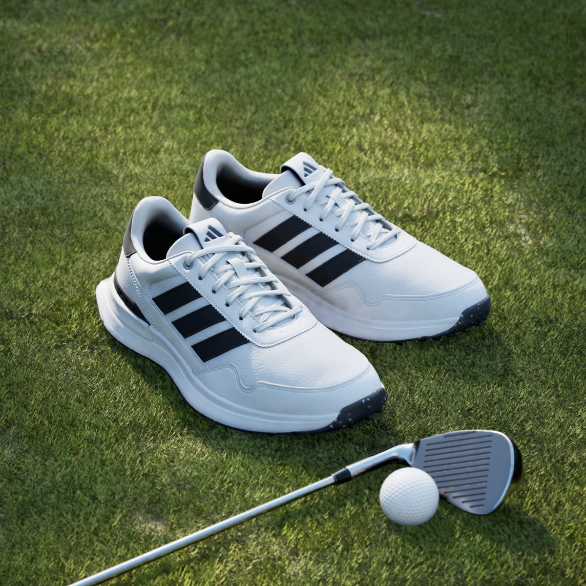 Adidas Men's S2G 26 LEATHER SPIKELESS GOLF SHOES - Cloud White / Core Black / Cloud White - Image 5