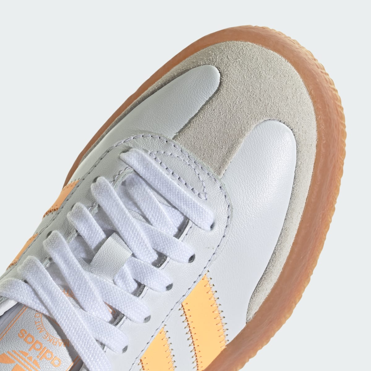 Adidas Kids' SAMBAE SHOES - Cloud White / Acid Orange / Gold Metallic - Image 8