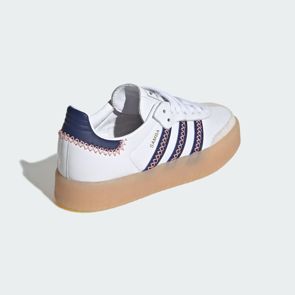 Adidas Kids' SAMBAE SHOES - Cloud White / Dark Blue / Glow Pink - Image 5