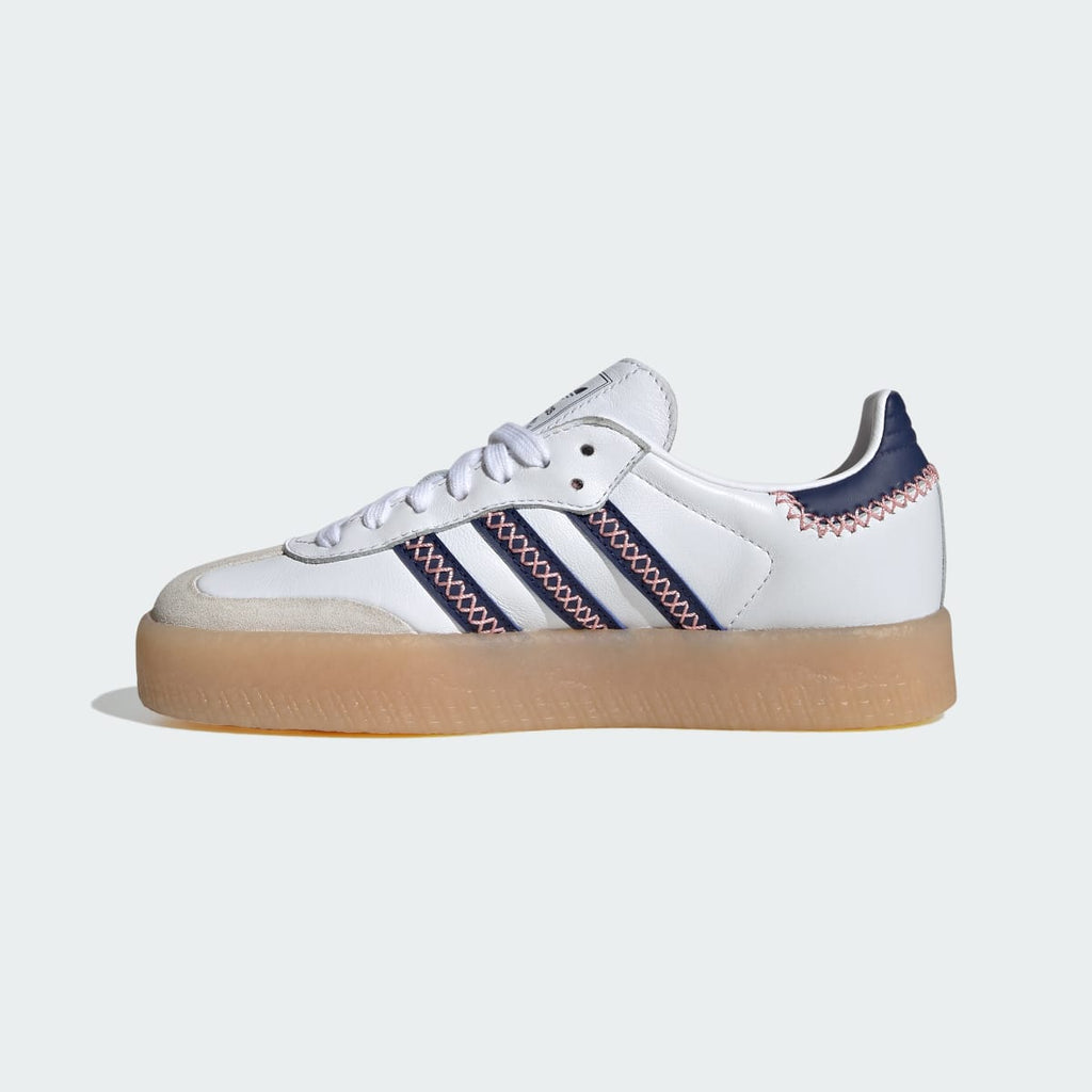 Adidas Kids' SAMBAE SHOES - Cloud White / Dark Blue / Glow Pink - Image 6