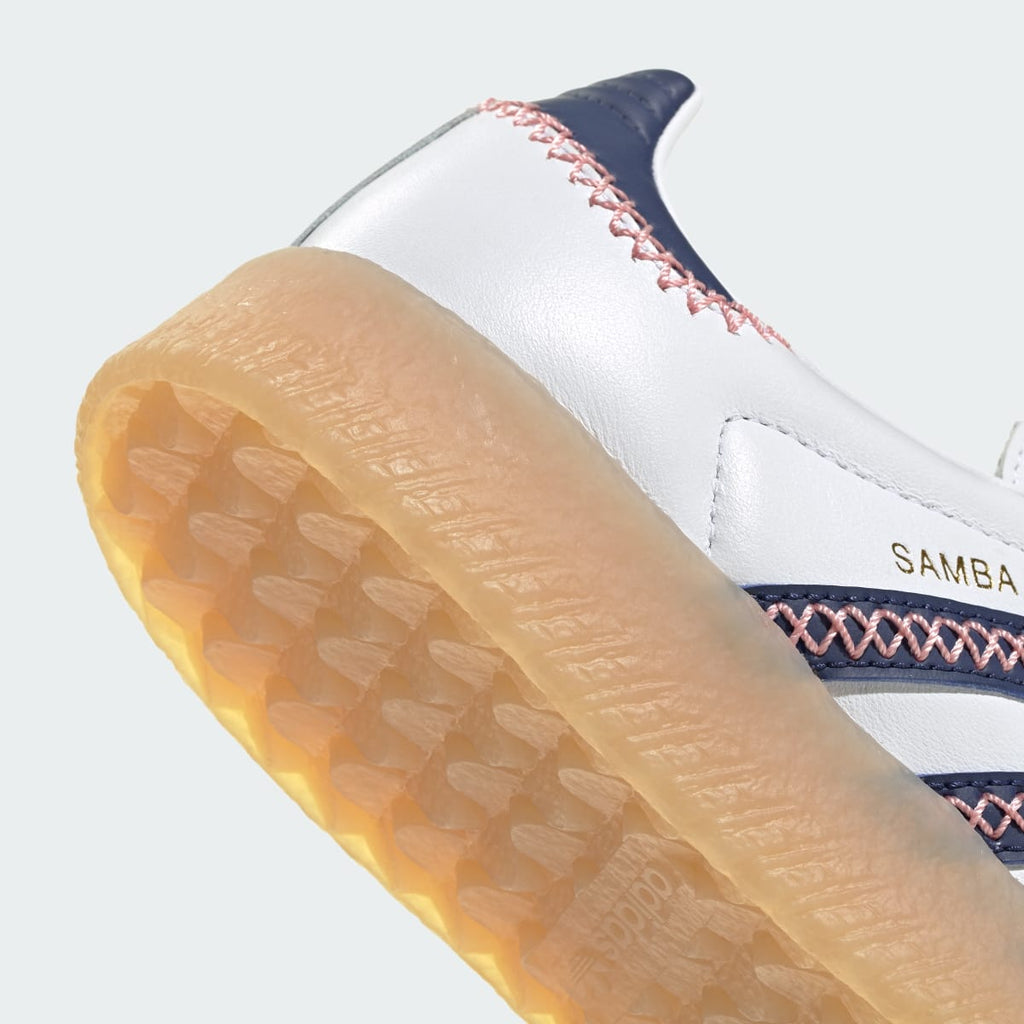 Adidas Kids' SAMBAE SHOES - Cloud White / Dark Blue / Glow Pink - Image 8