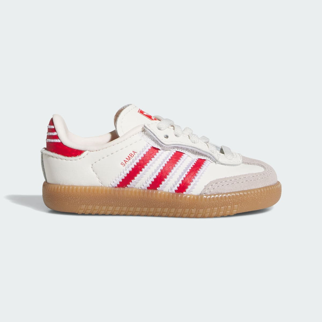 Adidas Kids' SAMBA OG COMFORT CLOSURE ELASTIC LACE SHOES - Off White / Better Scarlet / Gum - Image 1