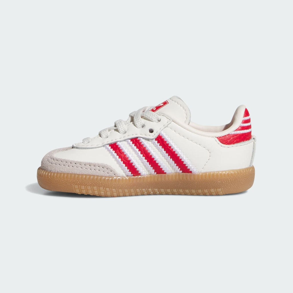 Adidas Kids' SAMBA OG COMFORT CLOSURE ELASTIC LACE SHOES - Off White / Better Scarlet / Gum - Image 6