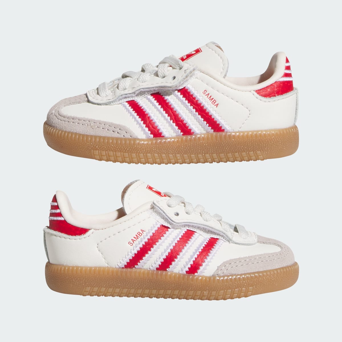 Adidas Kids' SAMBA OG COMFORT CLOSURE ELASTIC LACE SHOES - Off White / Better Scarlet / Gum - Image 7