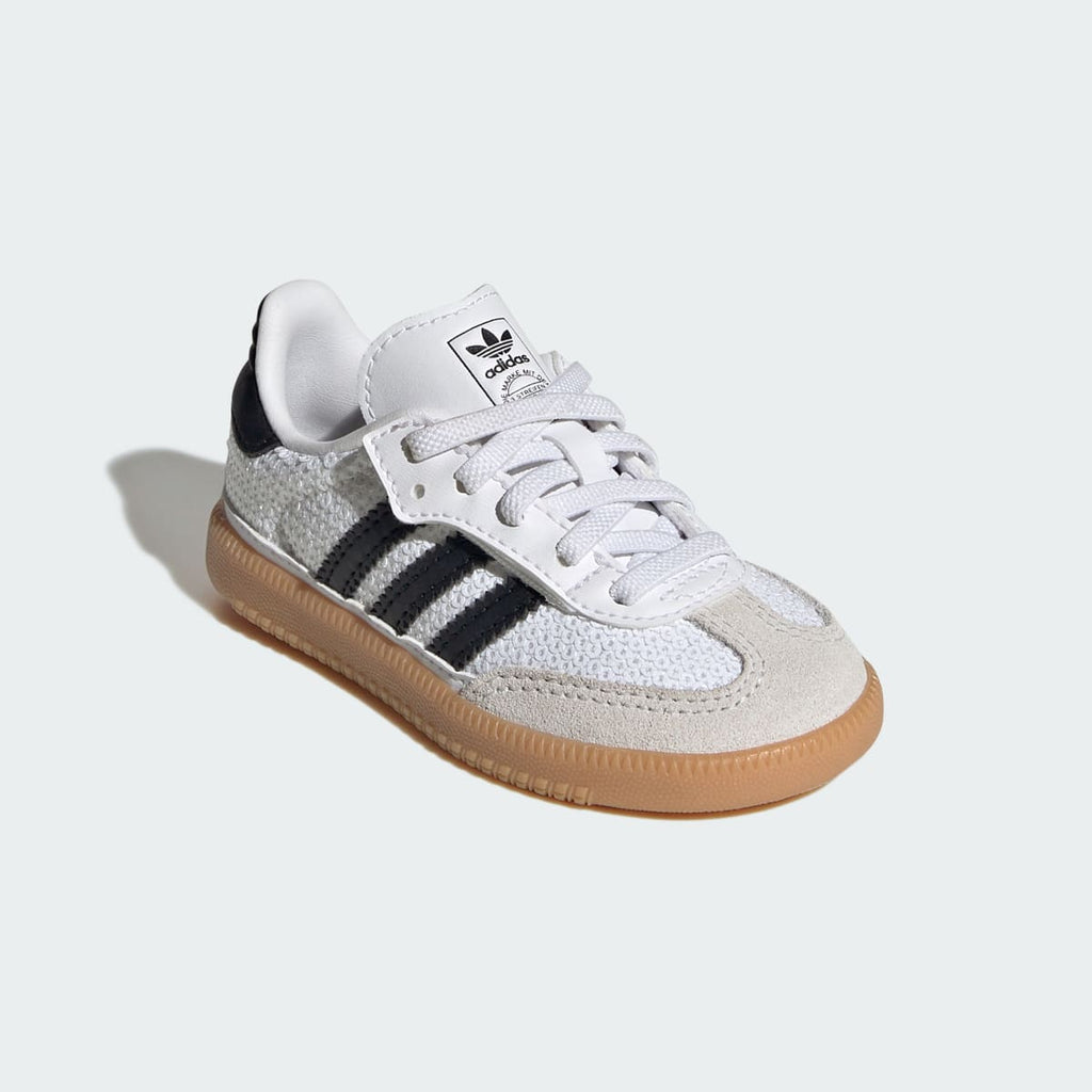 Adidas Kids' SAMBA OG COMFORT CLOSURE ELASTIC LACE SHOES - Cloud White / Core Black / Grey One - Image 5