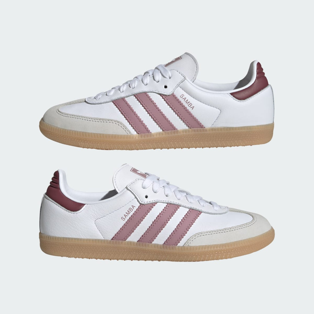 Adidas Women's SAMBA OG SHOES - Cloud White / Magic Mauve / Burgundy - Image 7