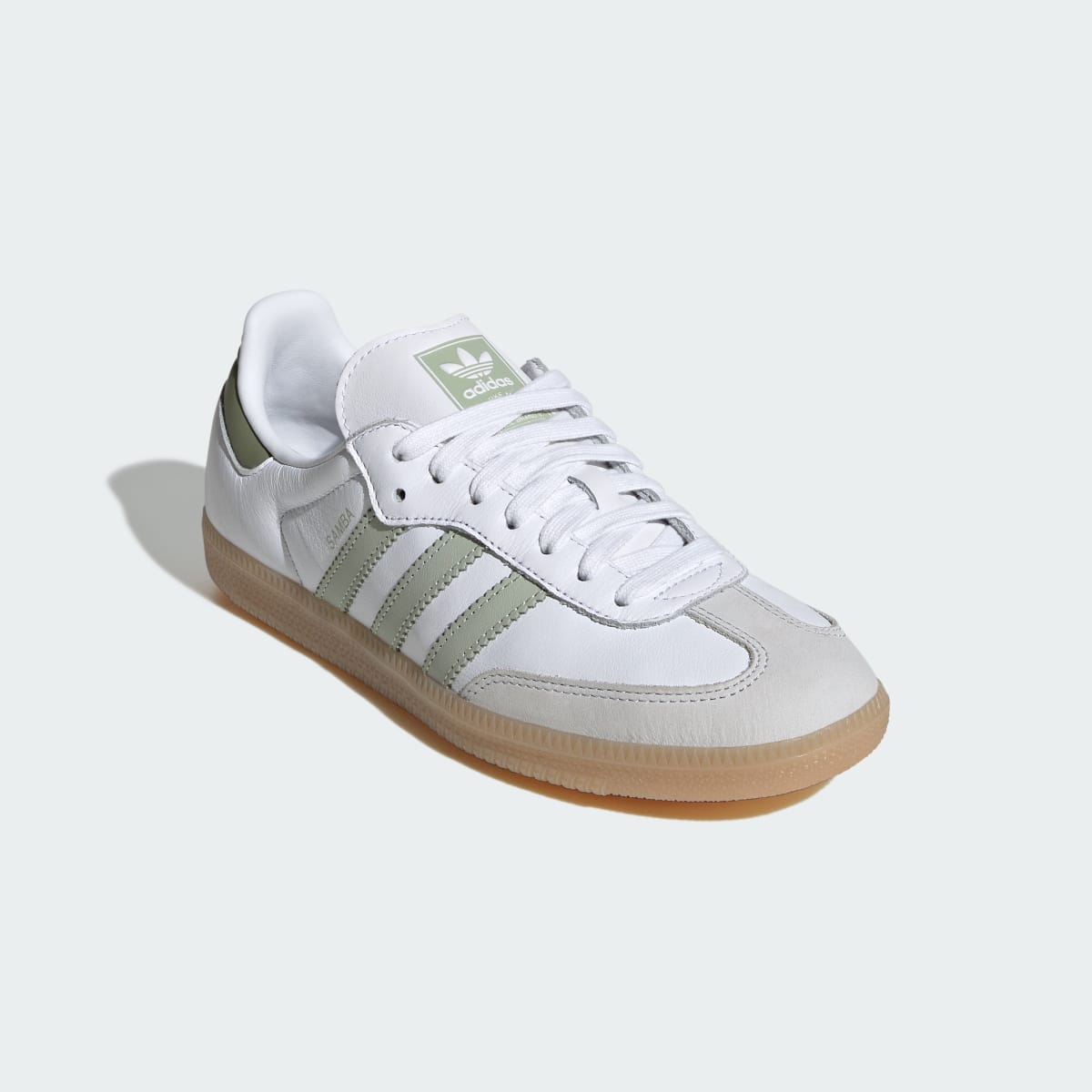 Adidas Women's SAMBA OG SHOES - Cloud White / Halo Green / Tent Green - Image 4
