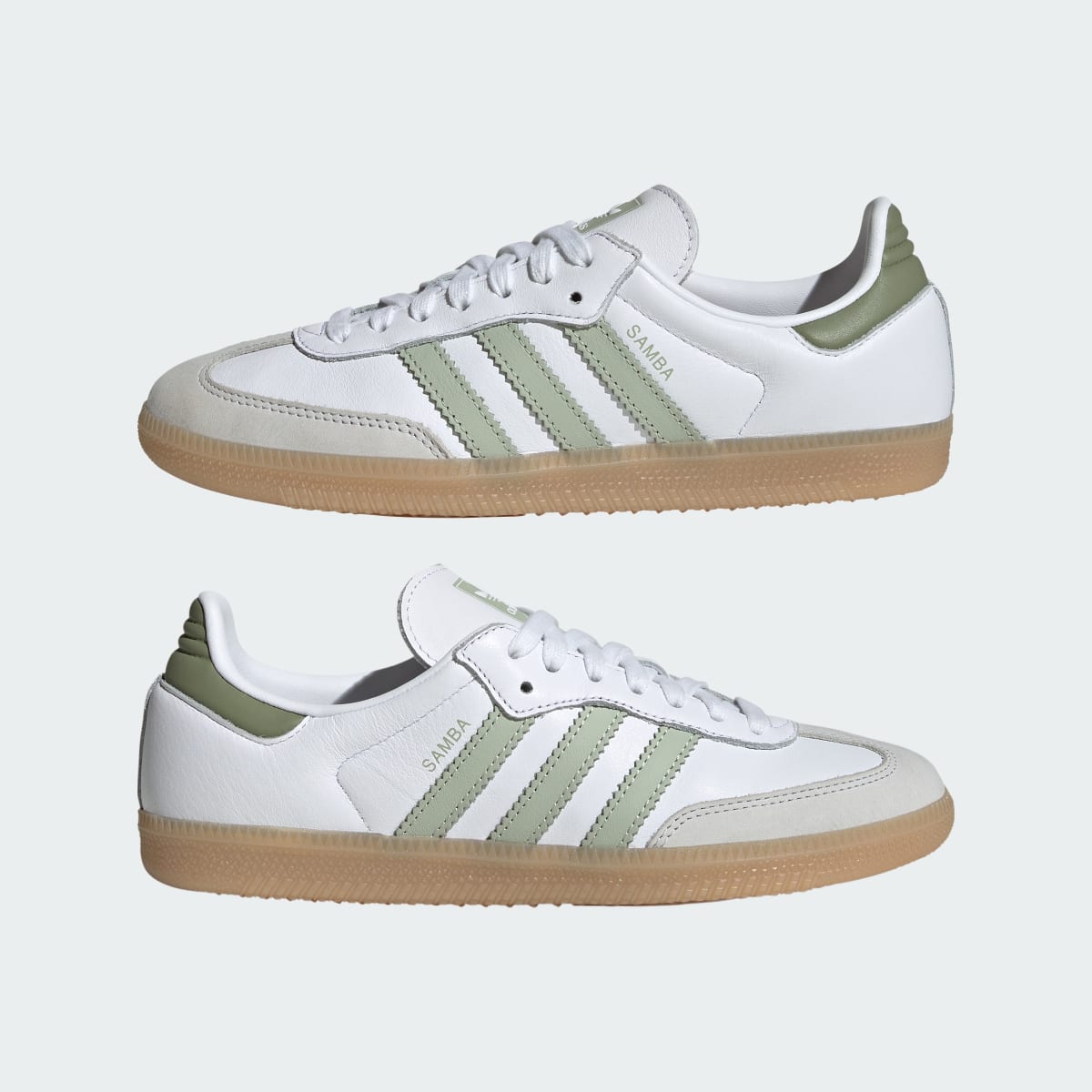 Adidas Women's SAMBA OG SHOES - Cloud White / Halo Green / Tent Green - Image 7