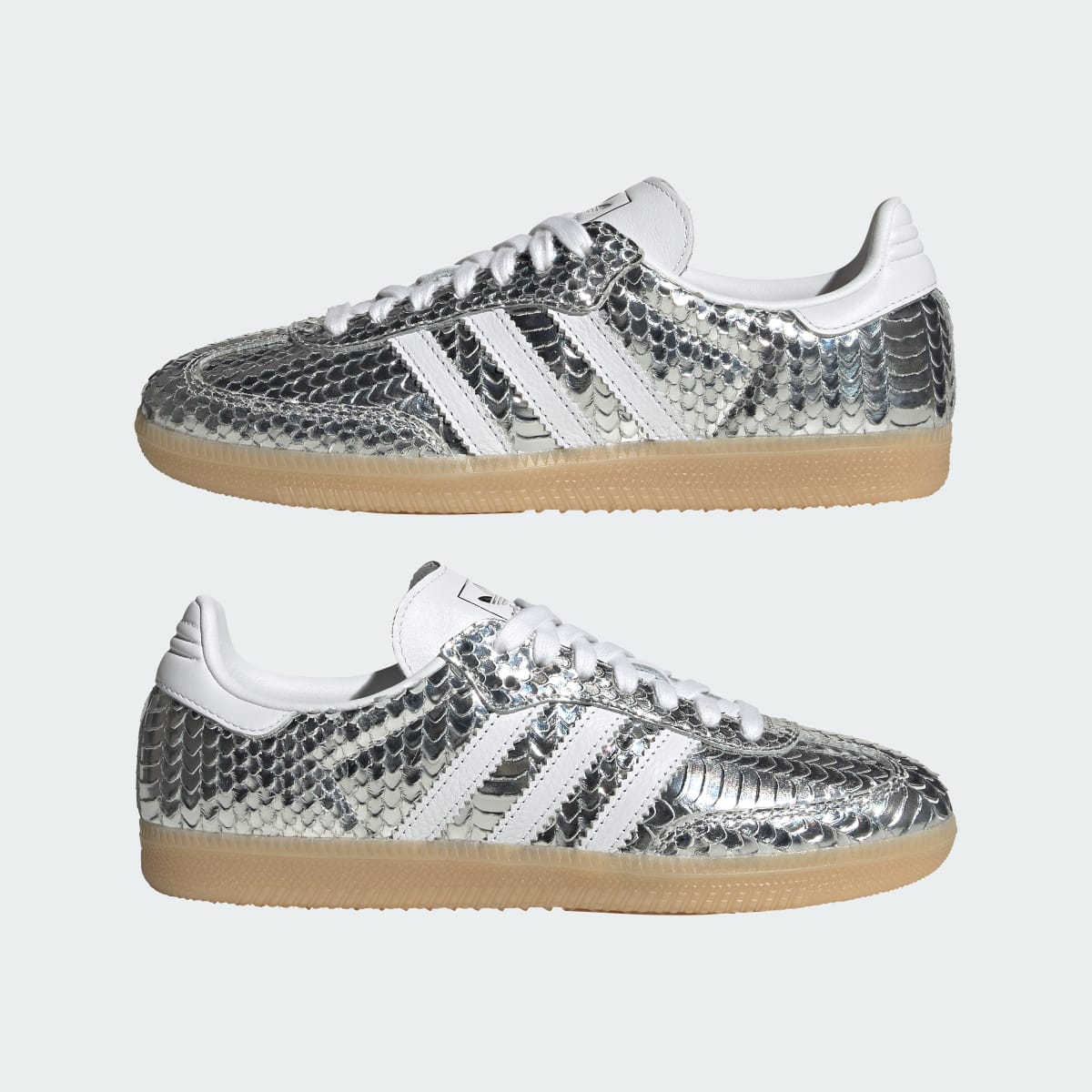 Adidas Women's SAMBA SHOES - Silver Metallic / Cloud White / Gum - Image 7