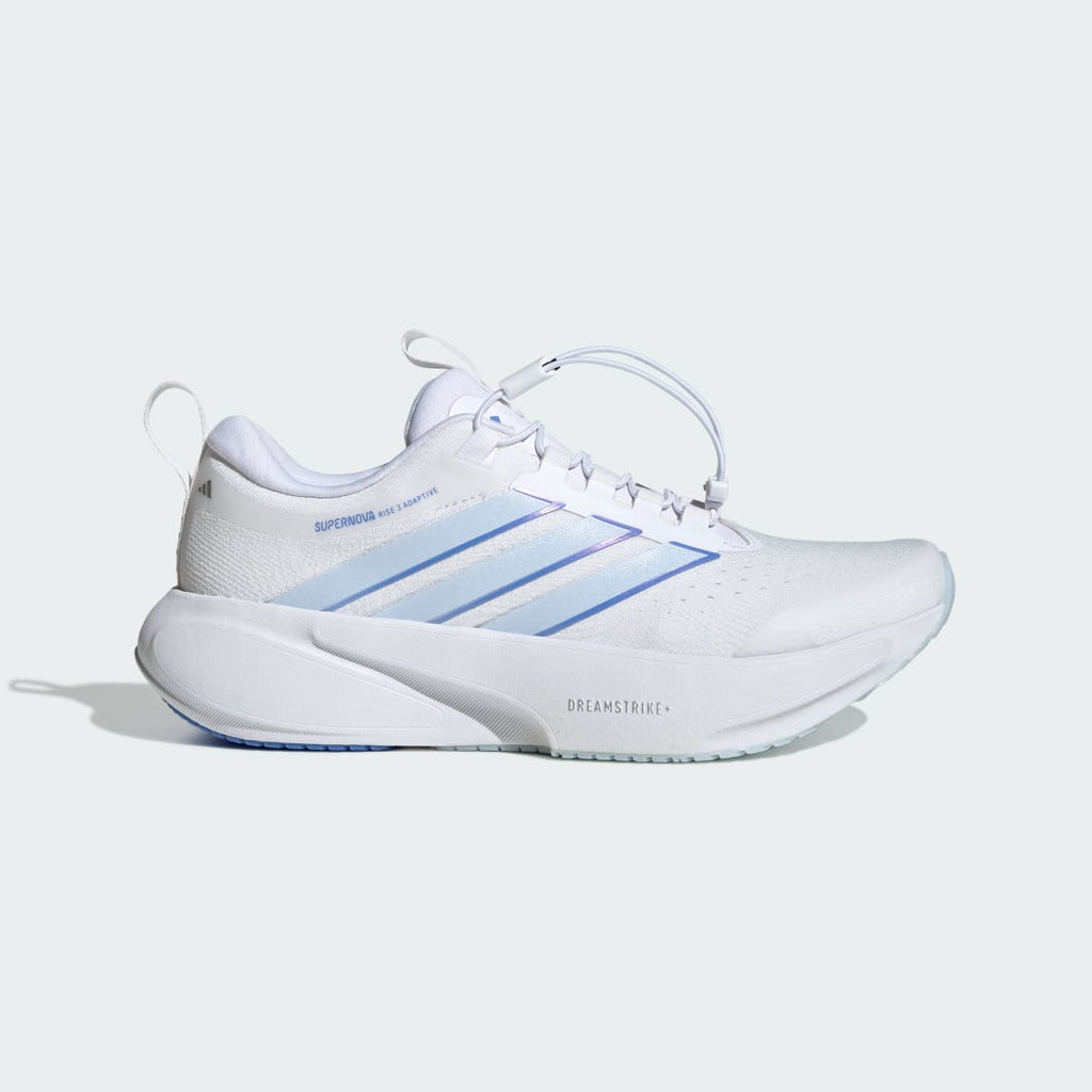 Adidas Women's SUPERNOVA RISE 3 ADAPTIVE RUNNING SHOES - Cloud White / Blue Fusion / Silver Metallic - Image 1