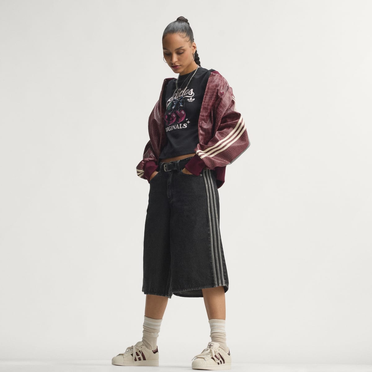 Adidas Women's SUPERSTAR II SHOES - Off White / Maroon / Gold Metallic - Image 3