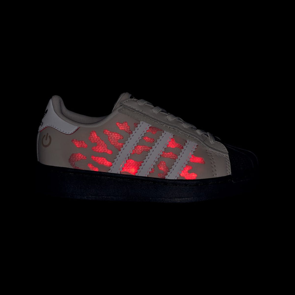 Adidas Kids' SUPERSTAR LED LIGHTS COMFORT CLOSURE ELASTIC LACE SHOES - Beige / Cloud White / Wonder White - Image 2