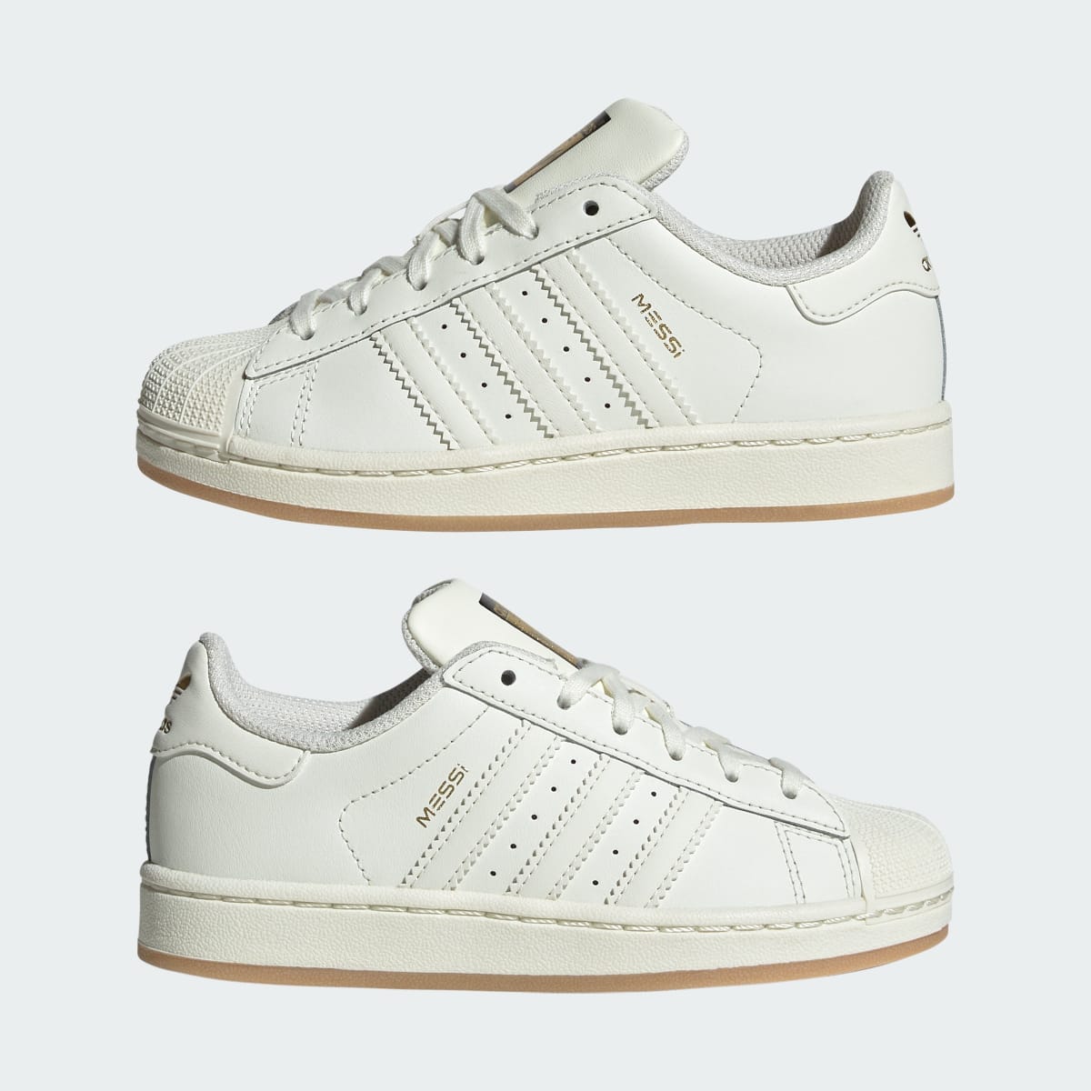 Adidas Kids' SUPERSTAR MESSI Kids Shoes - Ivory / Ivory / Gold Metallic - Image 8