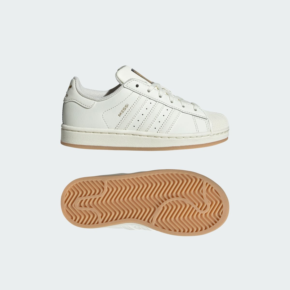 Adidas Kids' SUPERSTAR MESSI Kids Shoes - Ivory / Ivory / Gold Metallic - Image 1