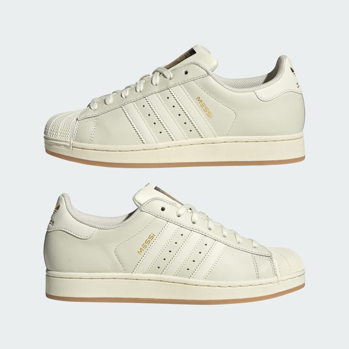 Adidas Men's SUPERSTAR MESSI shoes - Ivory / Ivory / Gold Metallic - Image 8