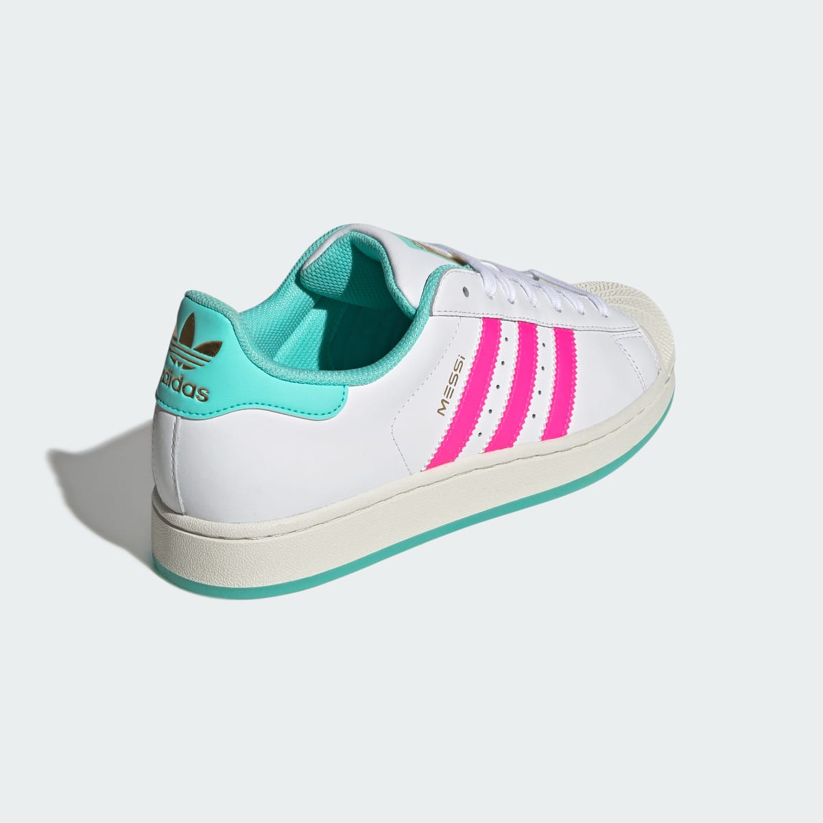 Adidas Men's SUPERSTAR MESSI shoes - Cloud White / Lucid Pink / Flash Aqua - Image 6