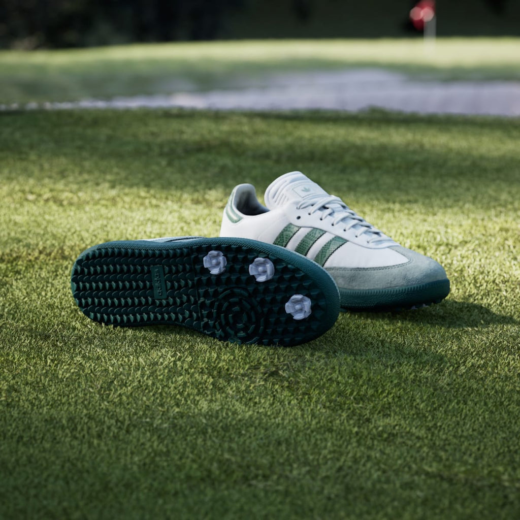 Adidas Women's Samba Barstool Spikeless Golf Shoes - Cloud White / Collegiate Green / Silver Green - Image 4
