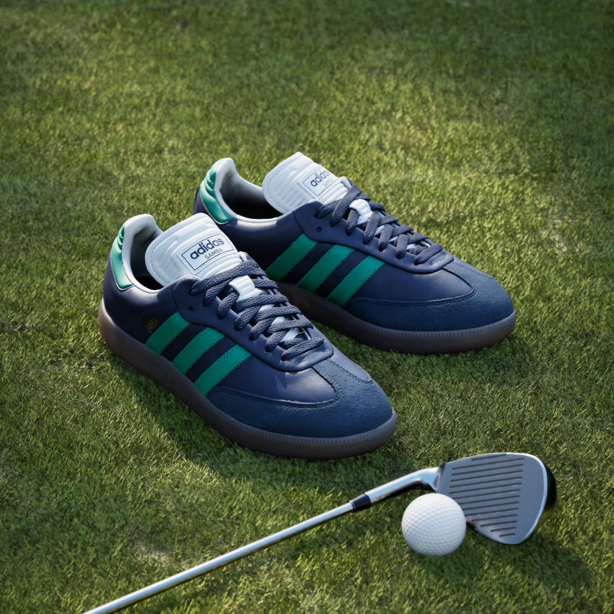 Adidas Men's Samba Spikeless Golf Shoes - Night Indigo / Court Green / Cloud White - Image 5