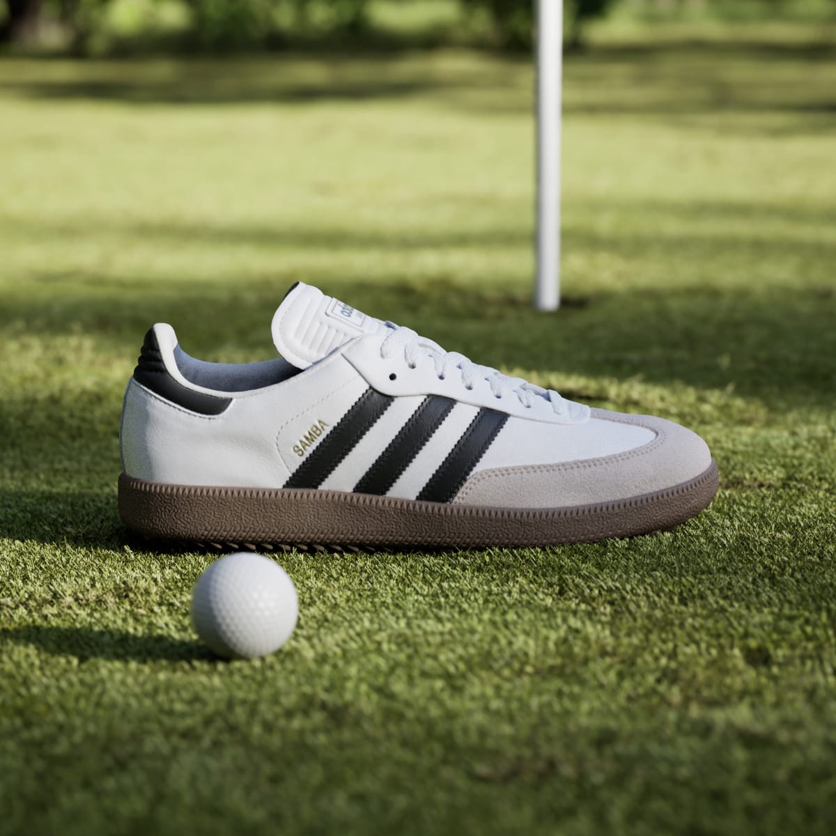 Adidas Men's Samba Spikeless Golf Shoes - Cloud White / Core Black / Gum - Image 3