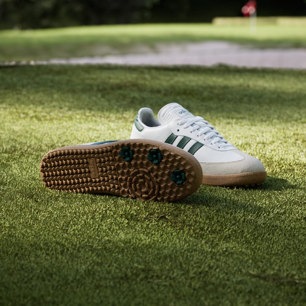 Adidas Men's Samba Spikeless Golf Shoes - Cloud White / Collegiate Green / Gum - Image 4