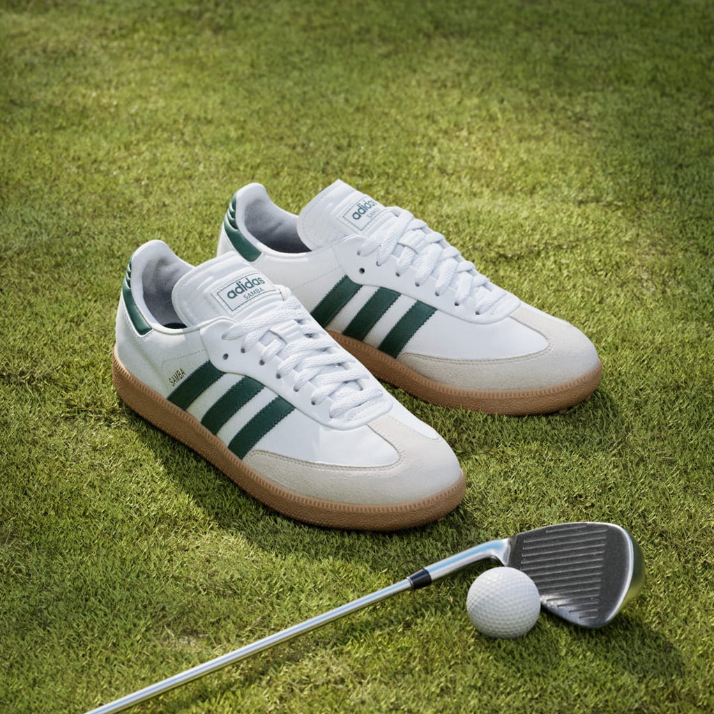 Adidas Men's Samba Spikeless Golf Shoes - Cloud White / Collegiate Green / Gum - Image 5