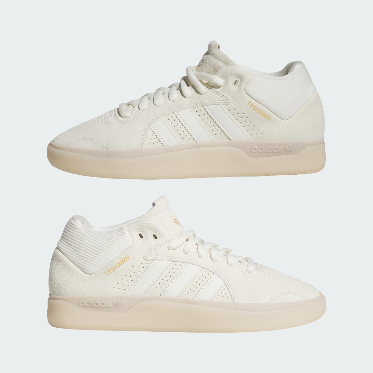 Adidas Men's TYSHAWN Shoes - Off White / Off White / Gold Metallic - Image 7