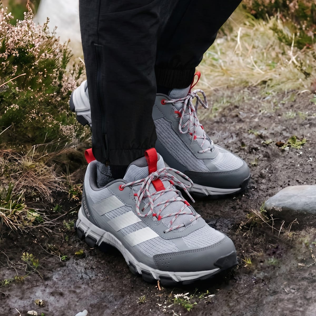 Adidas Men's Terrex Rockadia Hiking Shoe - Halo Silver / Silver Metallic / Better Scarlet - Image 4