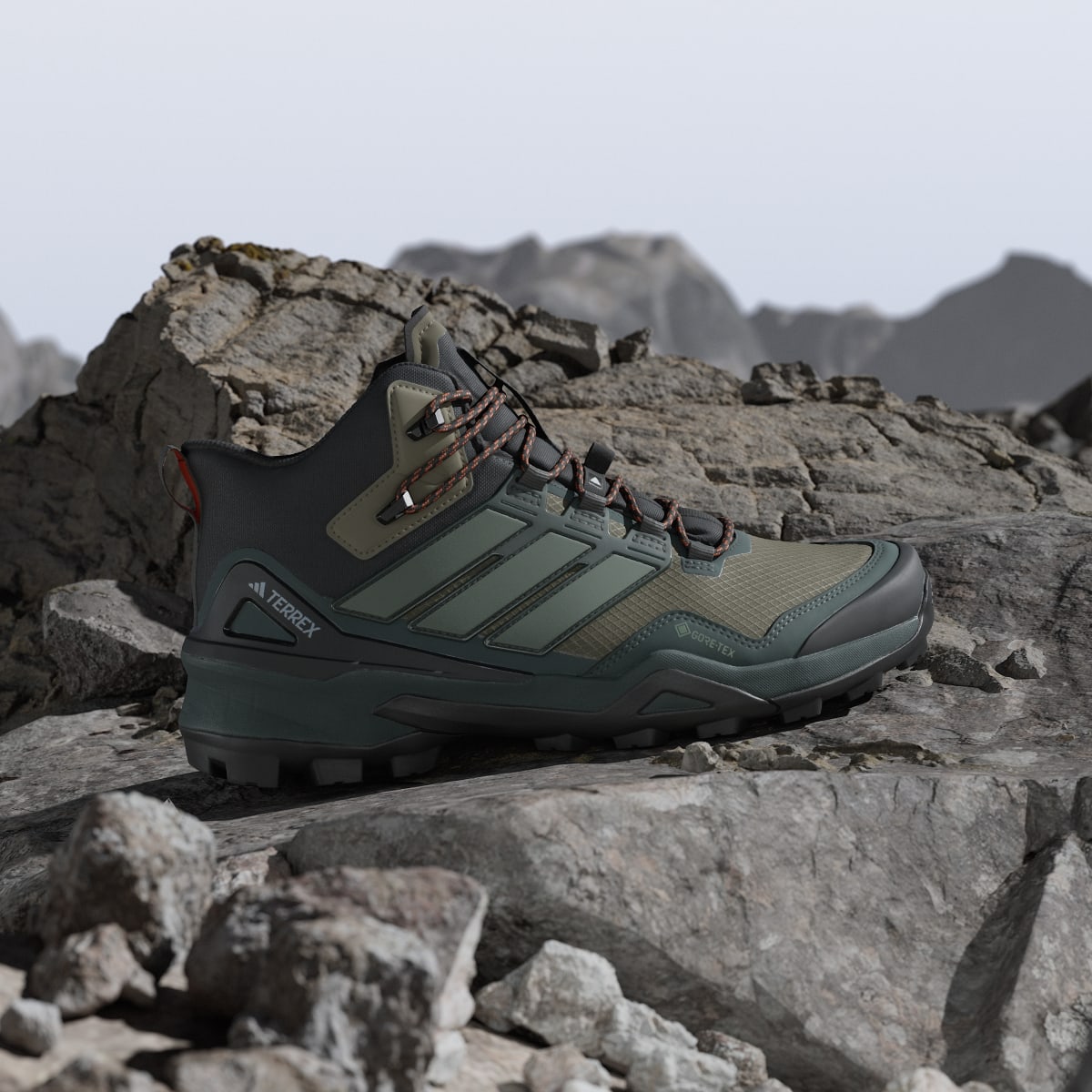 Adidas Men's Terrex Skychaser Mid GORE-TEX Hiking Shoes - Olive Strata / Silver Green / Core Black - Image 3
