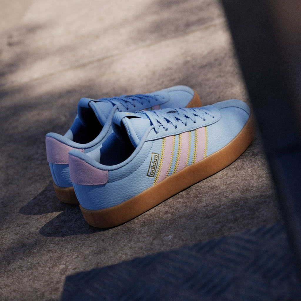 Adidas Women's VL COURT 3.0 SHOES - Clear Sky / Clear Pink / Gold Metallic - Image 6