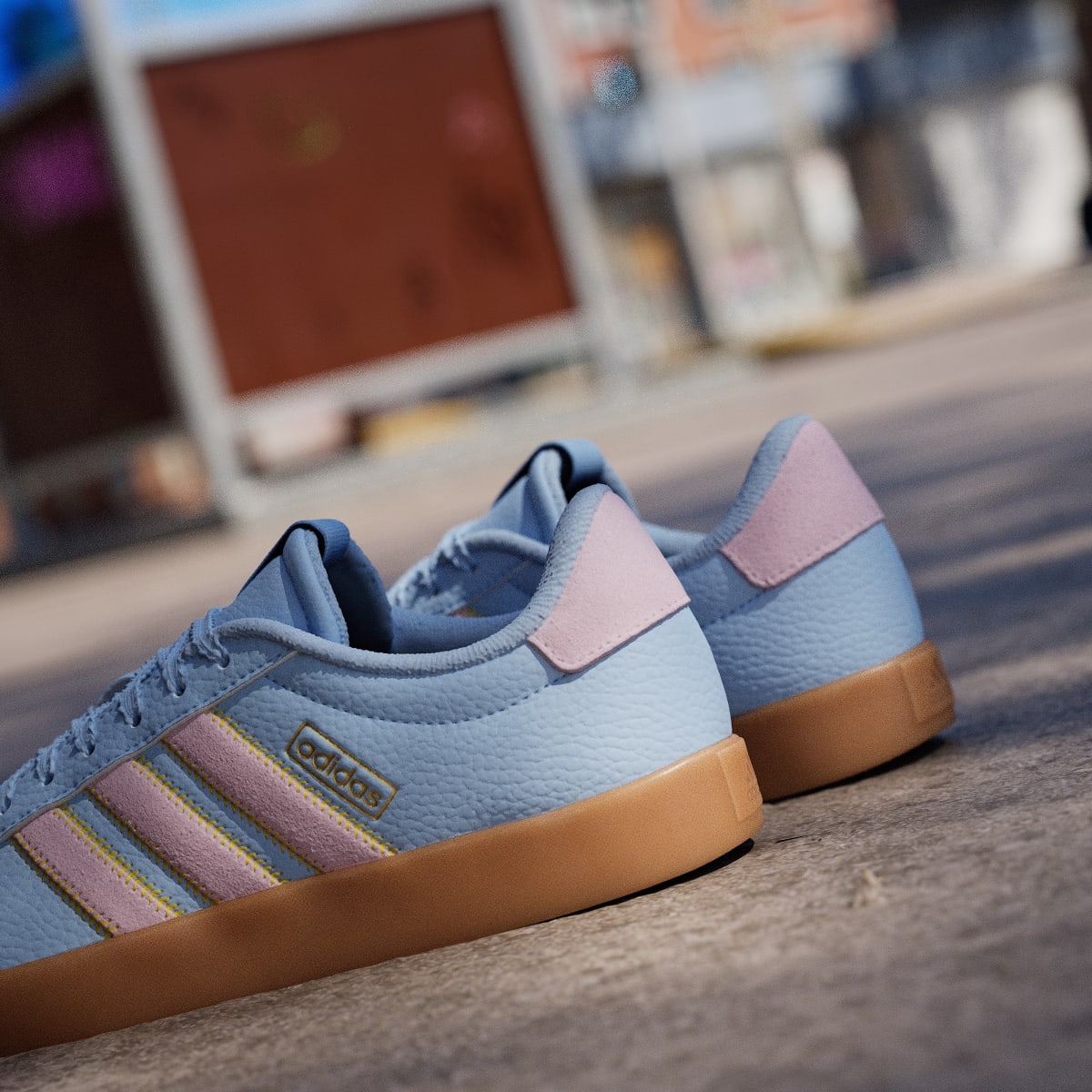 Adidas Women's VL COURT 3.0 SHOES - Clear Sky / Clear Pink / Gold Metallic - Image 9