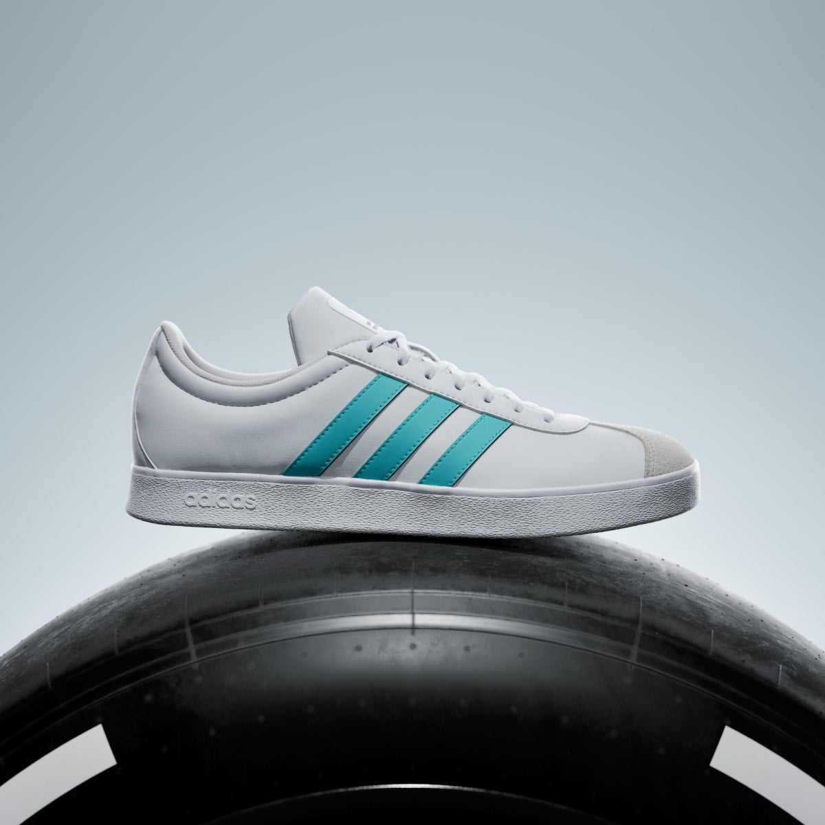 Adidas Men's VL COURT MER Shoes - Cloud White / Semi Mint Rush / Grey One - Image 3