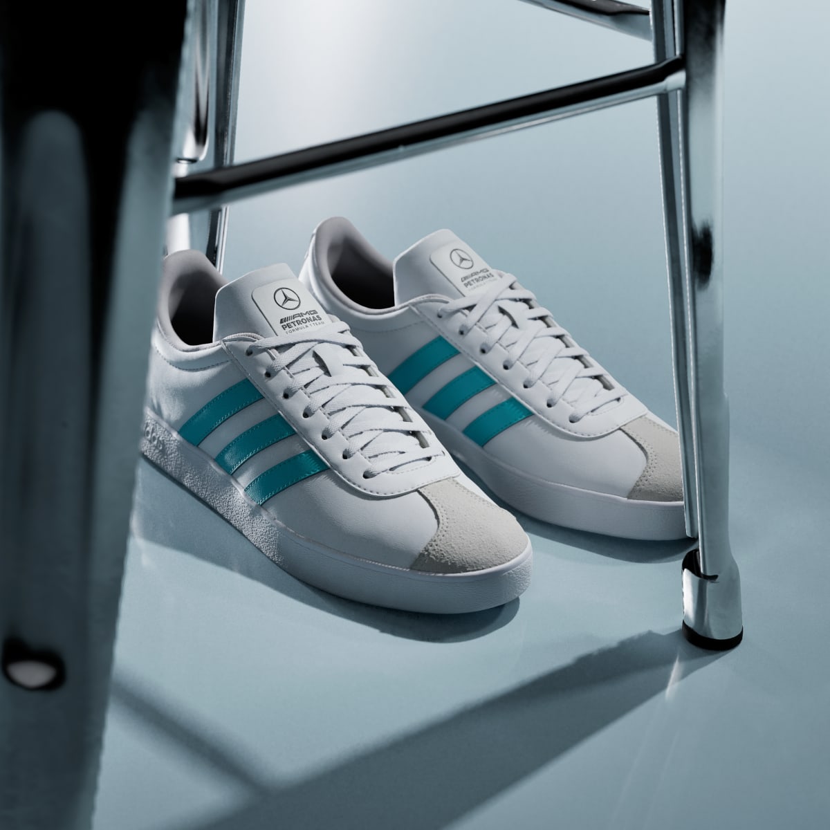 Adidas Men's VL COURT MER Shoes - Cloud White / Semi Mint Rush / Grey One - Image 5