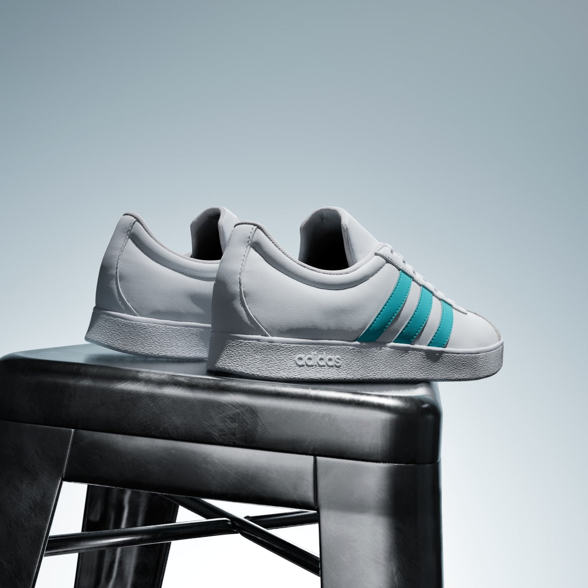 Adidas Men's VL COURT MER Shoes - Cloud White / Semi Mint Rush / Grey One - Image 6