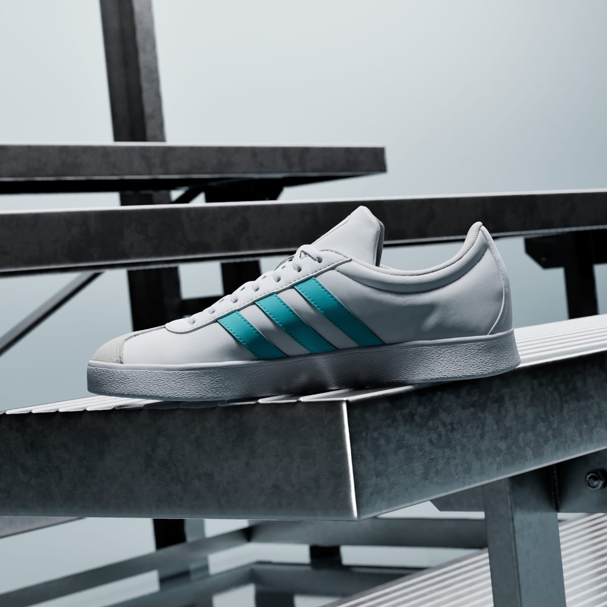 Adidas Men's VL COURT MER Shoes - Cloud White / Semi Mint Rush / Grey One - Image 7