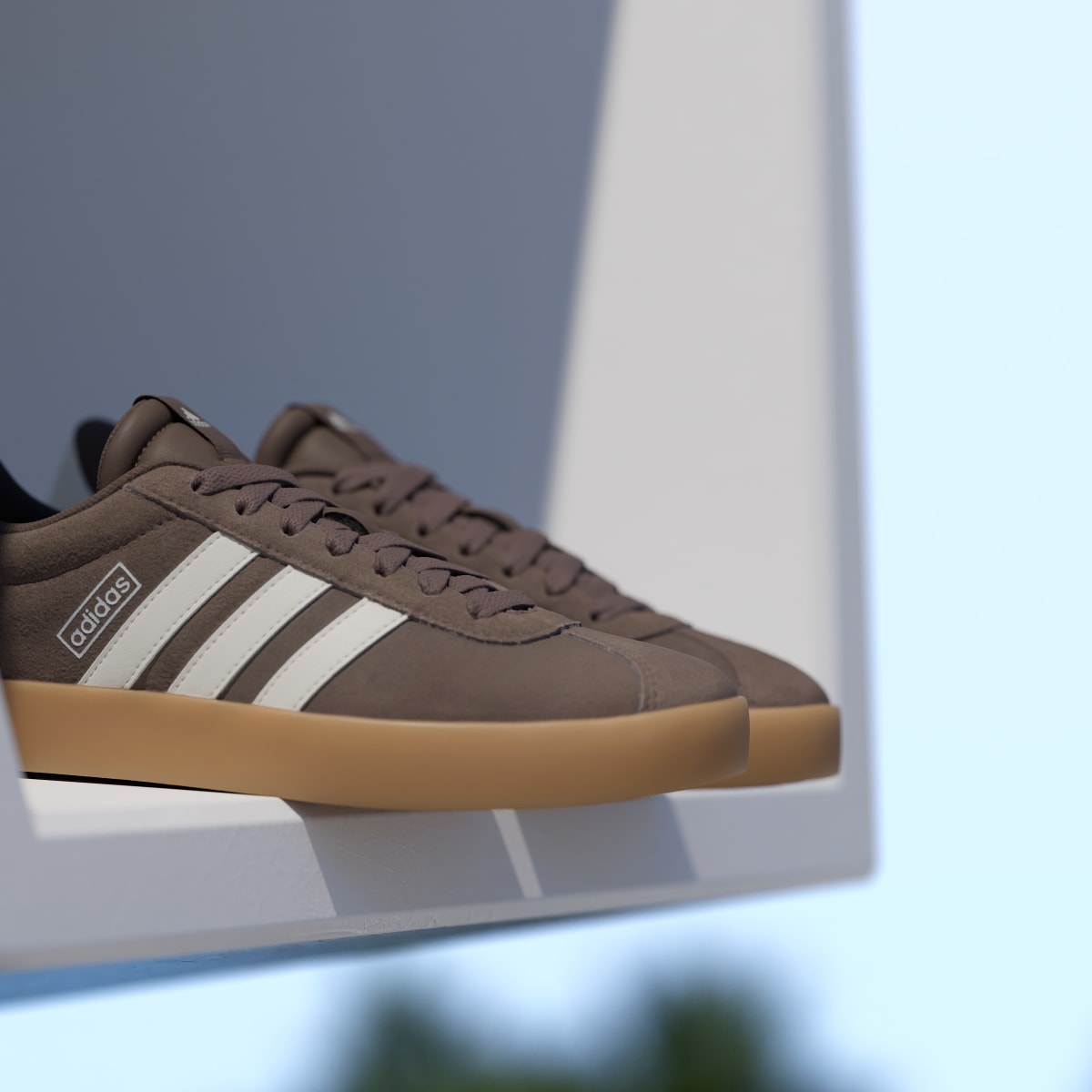 Adidas Women's VL Court 3.0 Shoes - Earth Strata / Chalk White / Gum - Image 7