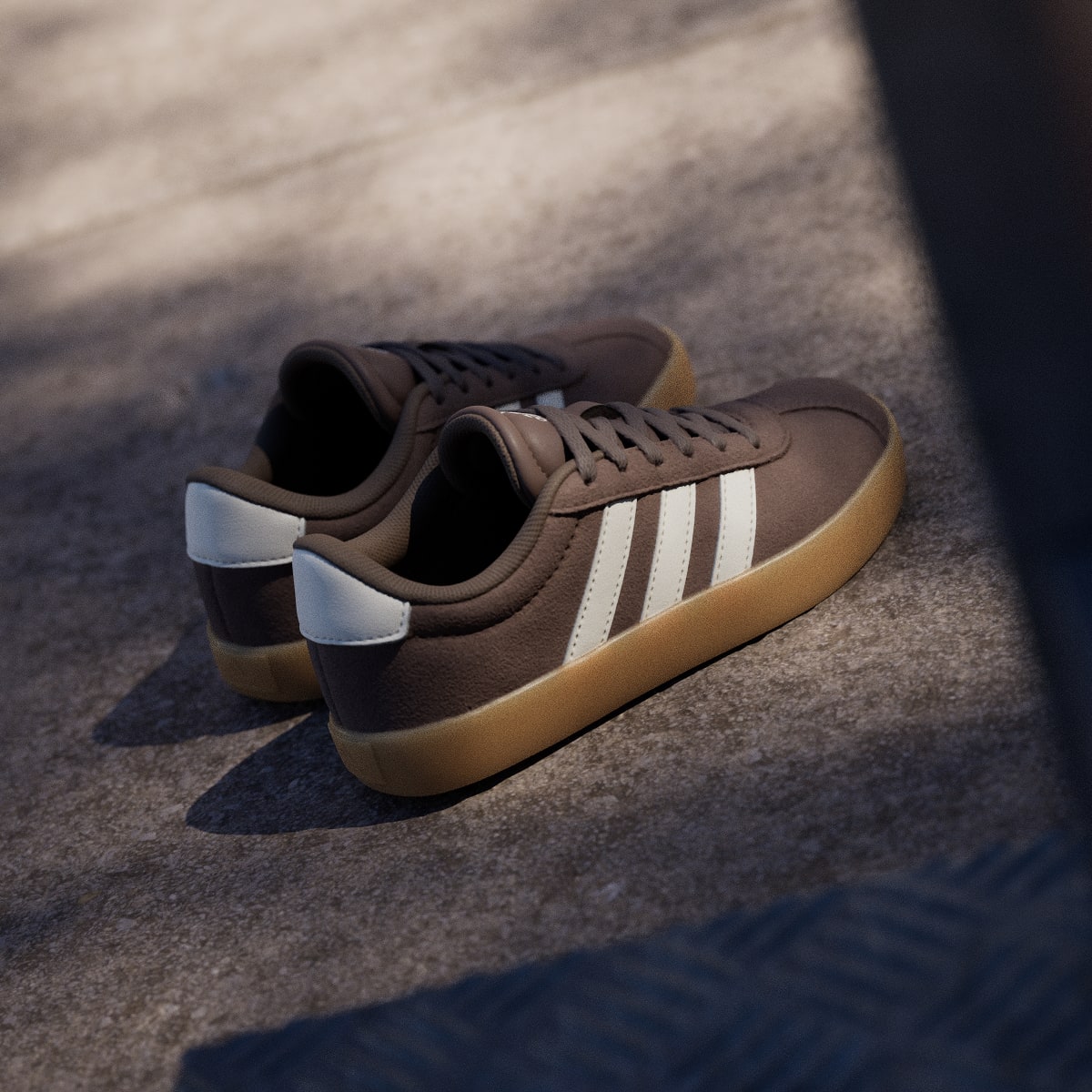 Adidas Kids' VL Court 3.0 Shoes Kids - Earth Strata / Chalk White / Gum - Image 6