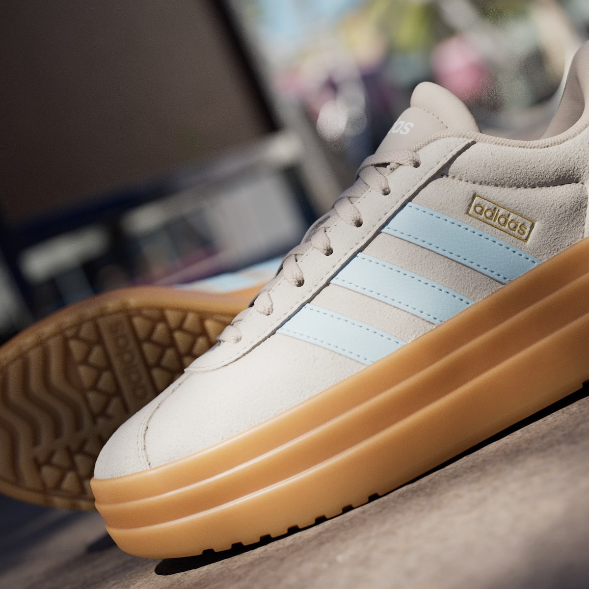 Adidas Women's VL Court Bold Shoes - Wonder Beige / Ice Blue / Gold Metallic - Image 10