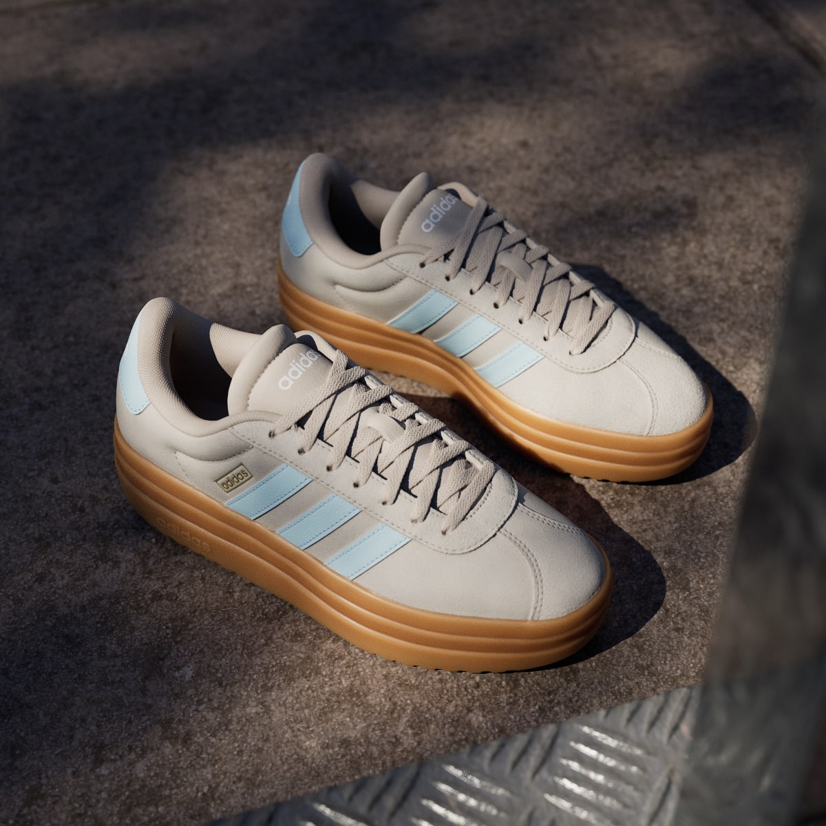 Adidas Women's VL Court Bold Shoes - Wonder Beige / Ice Blue / Gold Metallic - Image 5