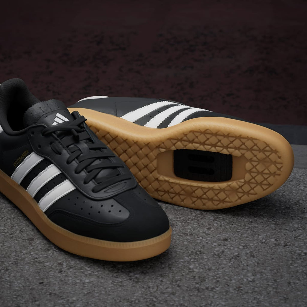 Adidas Men's Velosamba Leather Shoes - Core Black / Cloud White / Gold Metallic - Image 11