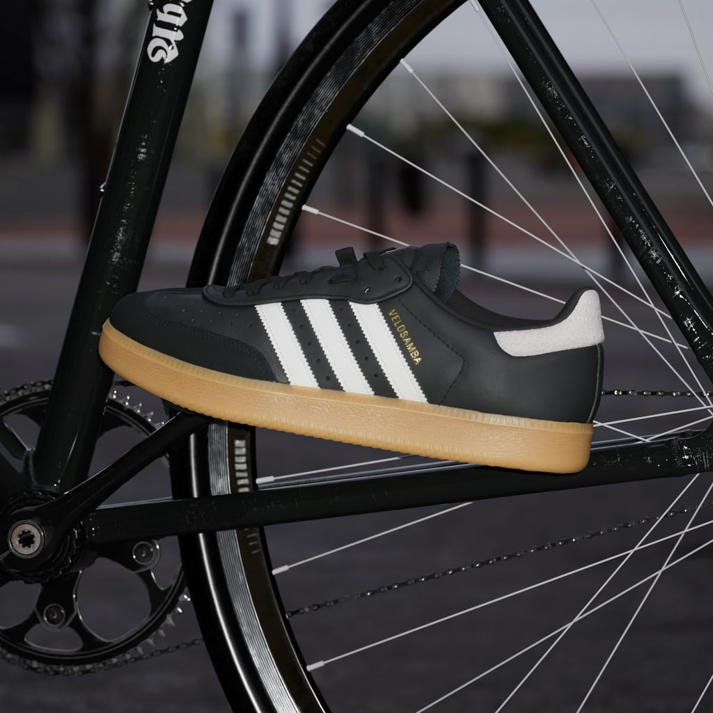 Adidas Men's Velosamba Leather Shoes - Core Black / Cloud White / Gold Metallic - Image 6