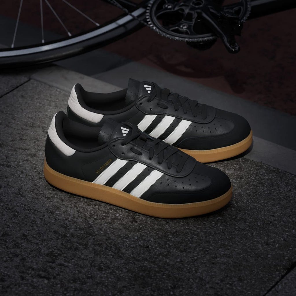 Adidas Men's Velosamba Leather Shoes - Core Black / Cloud White / Gold Metallic - Image 8
