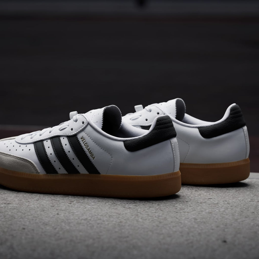 Adidas Men's Velosamba Leather Shoes - Cloud White / Core Black / Gold Metallic - Image 10