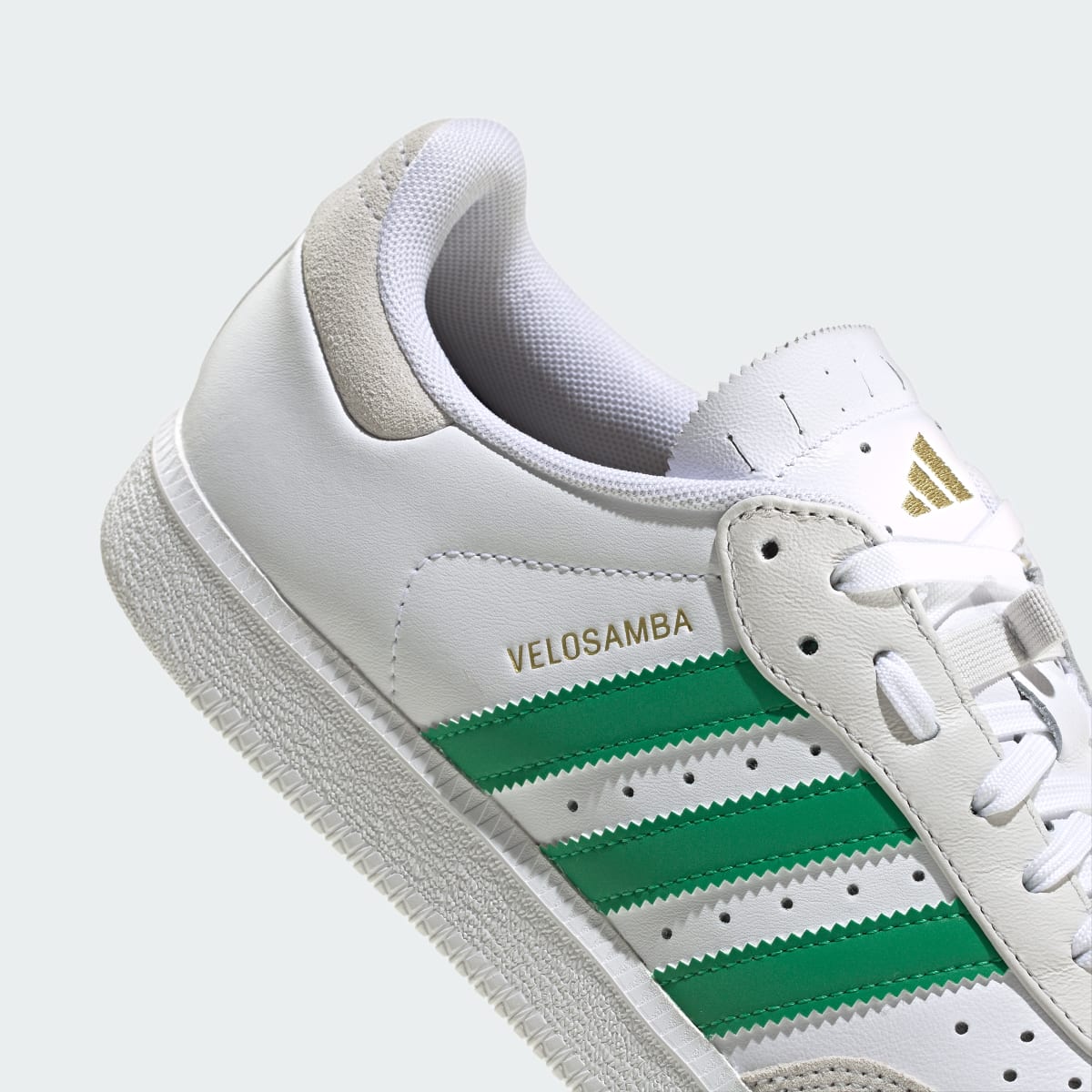 Adidas Men's Velosamba Leather Shoes - Cloud White / Green / Thermal Chrome - Image 10