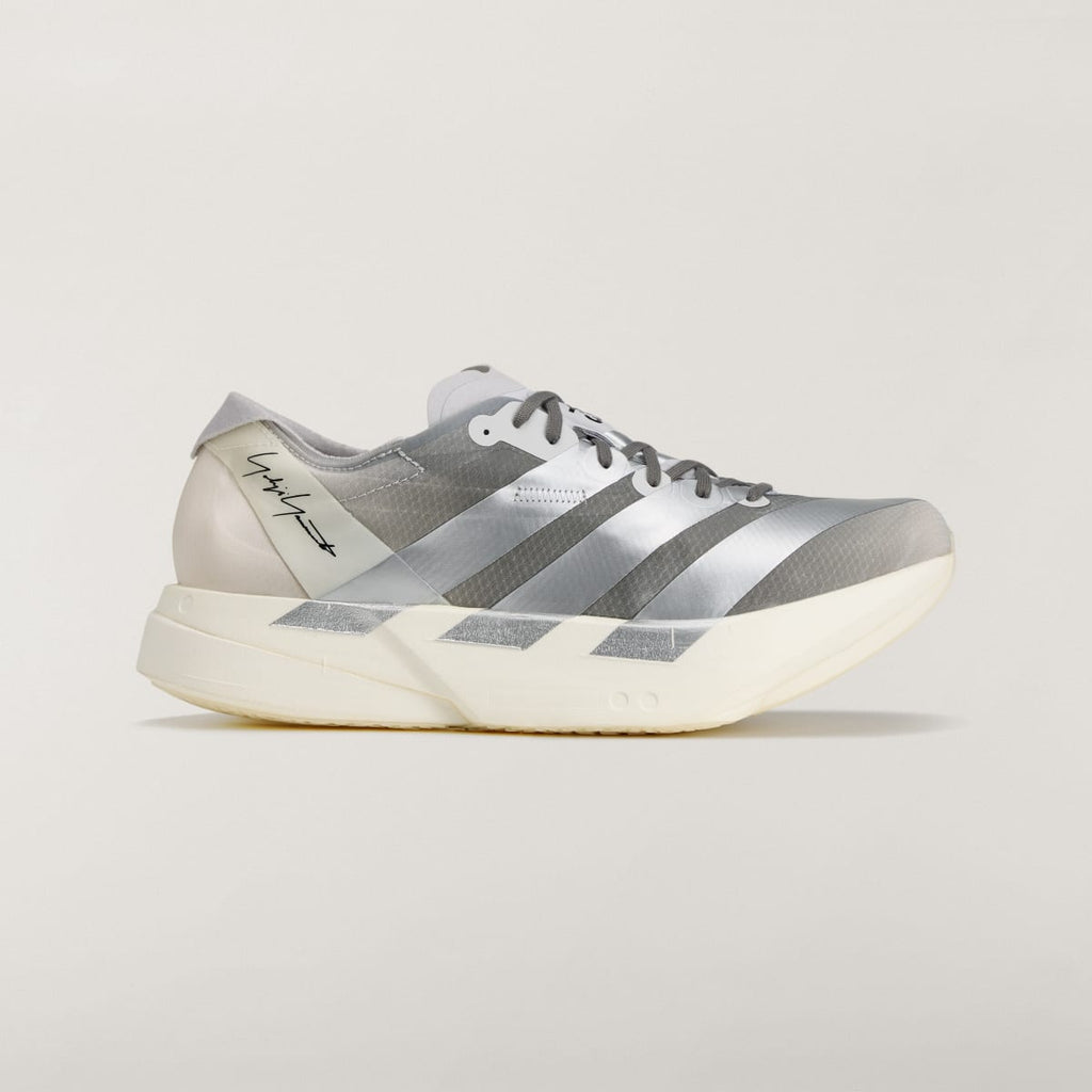 Adidas Men's Y-3 ADIOS PRO 4 Shoes - Chalk White / Silver Metallic / Light Solid Grey - Image 1